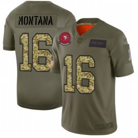 San Francisco 49ers #16 Joe Montana Mens Nike 2019 Olive Camo Salute To Service Limited NFL Jersey