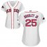 Boston Red Sox #25 Jackie Bradley Jr White Home 2018 World Series Champions Womens Stitched MLB Jersey
