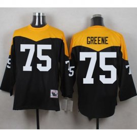 Mitchell And Ness 1967 Pittsburgh Steelers #75 Joe Greene Black/Yelllow Throwback Mens Stitched NFL Jersey