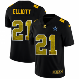 Dallas Cowboys #21 Ezekiel Elliott Mens Black Nike Golden Sequin Vapor Limited NFL Jersey