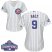 Chicago Cubs #9 Javier Baez White(Blue Strip) Home 2016 World Series Champions Womens Stitched MLB Jersey