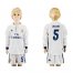 Real Madrid #5 Varane Home Long Sleeves Kid Soccer Club Jersey