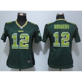 Nike Green Bay Packers #12 Aaron Rodgers Green Team Color Womens Stitched NFL Elite Strobe Jersey
