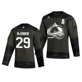 Colorado Avalanche #29 Nathan MacKinnon Adidas 2019 Veterans Day Mens Authentic Practice NHL Jersey Camo