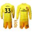 Arsenal #33 Cech Yellow Long Sleeves Kid Soccer Club Jersey