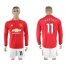 Manchester United #11 Martial Red Home Long Sleeves Soccer Club Jersey
