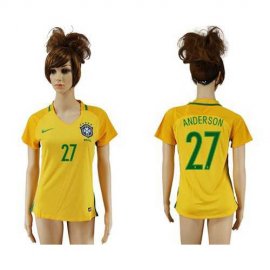 Womens Brazil #27 Anderson Home Soccer Country Jersey
