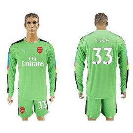 Arsenal #33 Cech Green Goalkeeper Long Sleeves Soccer Club Jersey