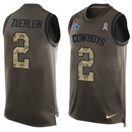 Nike Dallas Cowboys #2 Greg Zuerlein Green Mens Stitched NFL Limited Salute To Service Tank Top Jersey