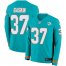Nike Miami Dolphins #37 Myles Gaskin Aqua Green Team Color Mens Stitched NFL Limited Therma Long Sleeve Jersey