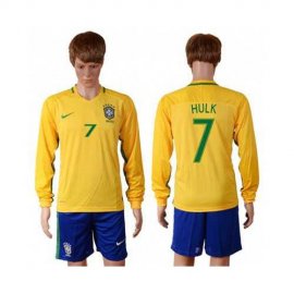 Brazil #7 Hulk Home Long Sleeves Soccer Country Jersey