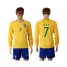 Brazil #7 Hulk Home Long Sleeves Soccer Country Jersey