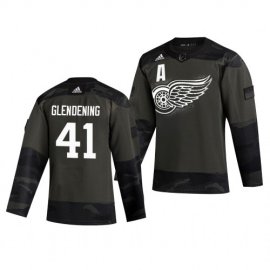 Detroit Red Wings #41 Luke Glendening Adidas 2019 Veterans Day Mens Authentic Practice NHL Jersey Camo