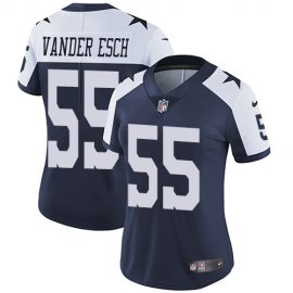 Nike Dallas Cowboys #55 Leighton Vander Esch Navy Blue Thanksgiving Womens Stitched NFL Vapor Untouchable Limited Throwback Jersey