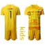 France #1 Lloris Yellow Goalkeeper Kid Soccer Country Jersey