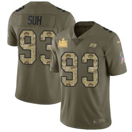 Nike Tampa Bay Buccaneers #93 Ndamukong Suh Olive/Camo Mens Super Bowl LV Champions Patch Stitched NFL Limited 2017 Salute To Service Jersey