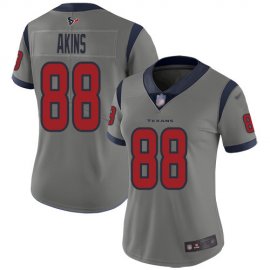 Nike Houston Texans #88 Jordan Akins Gray Womens Stitched NFL Limited Inverted Legend Jersey