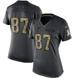 Nike New England Patriots #87 Rob Gronkowski Black Womens Stitched NFL Limited 2016 Salute to Service Jersey