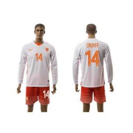 Holland #14 Cruyff Away Long Sleeves Soccer Country Jersey