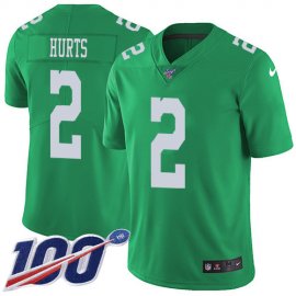 Nike Philadelphia Eagles #2 Jalen Hurts Green Youth Stitched NFL Limited Rush 100th Season Jersey