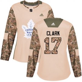 Adidas Toronto Maple Leafs #17 Wendel Clark Camo Authentic 2017 Veterans Day Womens Stitched NHL Jersey