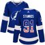 Adidas Tampa Bay Lightning #91 Steven Stamkos Blue Home Authentic USA Flag Womens Stitched NHL Jersey