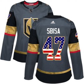 Adidas Vegas Golden Knights #47 Luca Sbisa Grey Home Authentic USA Flag Womens Stitched NHL Jersey