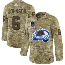 Adidas Colorado Avalanche #6 Erik Johnson Camo 2022 Stanley Cup Champions Authentic Stitched NHL Jersey Mens