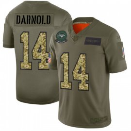 New York New York Jets #14 Sam Darnold Mens Nike 2019 Olive Camo Salute To Service Limited NFL Jersey
