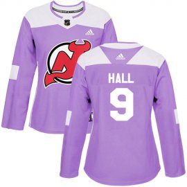 Adidas New Jersey Devils #9 Taylor Hall Purple Authentic Fights Cancer Womens Stitched NHL Jersey