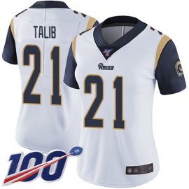 Nike Los Angeles Rams #21 Aqib Talib White Womens Stitched NFL 100th Season Vapor Limited Jersey