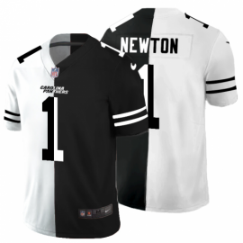 Carolina Carolina Panthers #1 Cam Newton Mens Black V White Peace Split Nike Vapor Untouchable Limited NFL Jersey