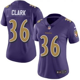 Nike Baltimore Ravens #36 Chuck Clark Purple Womens Stitched NFL Limited Rush Jersey