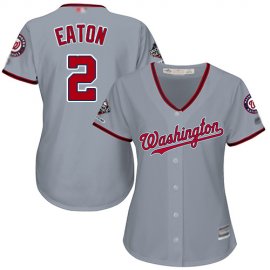 Washington Nationals #2 Adam Eaton Grey Road 2019 World Series Champions Womens Stitched MLB Jersey