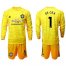 Manchester United #1 De Gea Yellow Goalkeeper Long Sleeves Soccer Club Jersey
