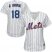 New York Mets #18 Travis dArnaud White(Blue Strip) Home Womens Stitched MLB Jersey