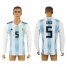 Argentina #5 GAGO Home 2018 FIFA World Cup Long Sleeve Thailand Soccer Jersey