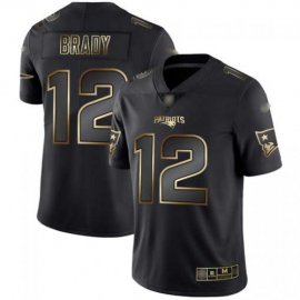 Nike New England Patriots #12 Tom Brady Black/Gold Mens Stitched NFL Vapor Untouchable Limited Jersey
