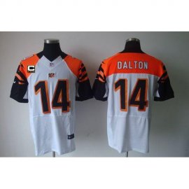 Nike Cincinnati Bengals #14 Andy Dalton White With C Patch Mens Stitched NFL Elite Jersey