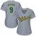 Oakland Athletics #9 Reggie Jackson Grey Road Womens Stitched MLB Jersey