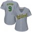 Oakland Athletics #9 Reggie Jackson Grey Road Womens Stitched MLB Jersey
