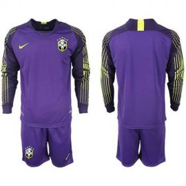 Brazil Blank Purple Goalkeeper Long Sleeves Soccer Country Jersey