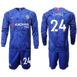 Chelsea #24 Cahill Home Long Sleeves Soccer Club Jersey