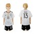 Germany #13 Muller White Home Kid Soccer Country Jersey