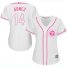 Texas Rangers #14 Carlos Gomez White/Pink Fashion Womens Stitched MLB Jersey