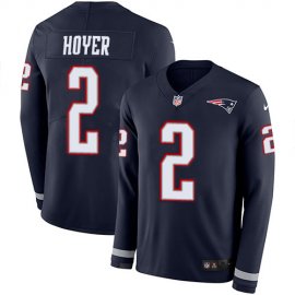 Nike New England Patriots #2 Brian Hoyer Navy Blue Team Color Mens Stitched NFL Limited Therma Long Sleeve Jersey