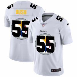 Pittsburgh Steelers #55 Devin Bush White Mens Nike Team Logo Dual Overlap Limited NFL Jersey
