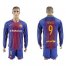 Barcelona #9 Suarez Home Long Sleeves Soccer Club Jersey