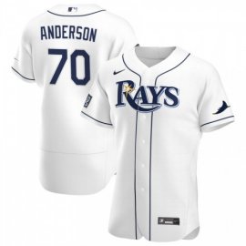 Tampa Bay Rays #70 Nick Anderson Mens Nike White Home 2020 World Series Bound Authentic Player MLB Jersey