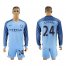 Manchester City #24 Stones Home Long Sleeves Soccer Club Jersey